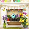 2D Flat Easter Bunny Eggs Including 10 Jute Threads and 10pcs of Wood Easter DIY Decorations Festive Pendants Party Supplies