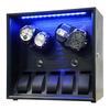 ORYX Automatic Watch Winder, 4-Watch Winder, 5-Watch Storage, Adjustable Cushion, LED Light, Premium Wood, USB Powered