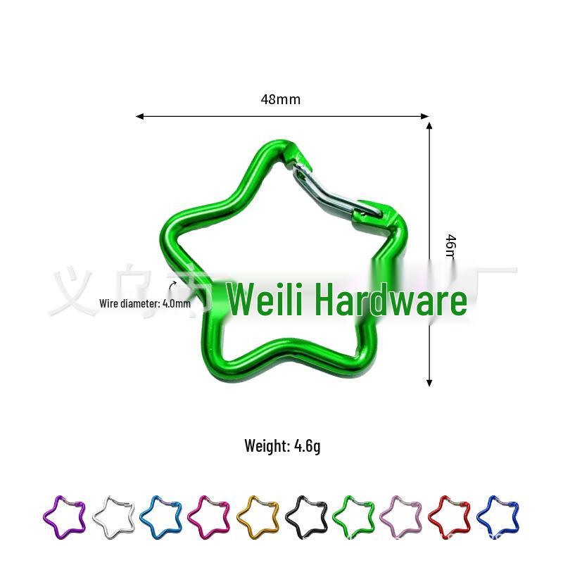 Colorful Aluminum Pentagon Carabiner Hook for Bags, Jewelry & Clothing Accessories with Star Quick-Release Buckle