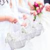 Flower Girl Basket Romantic Wedding Flower Basket with Foldable Handle for Party Decoration White