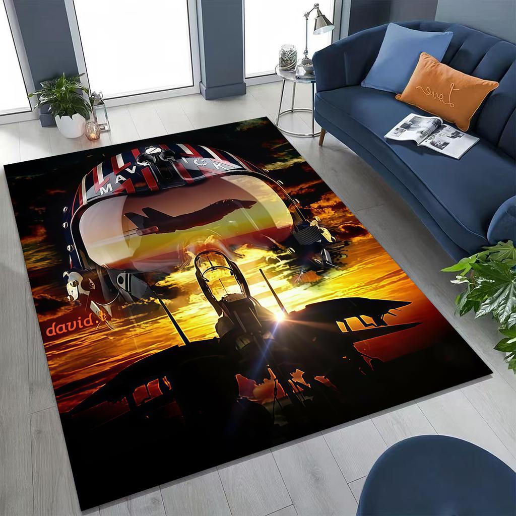 2026 Top Gun Tom Cruise Fighter Sign Art Carpet Rug for Bedroom Living Room Sofa Home Doormat Decor,Large Kid Non-slip Floor Mat
