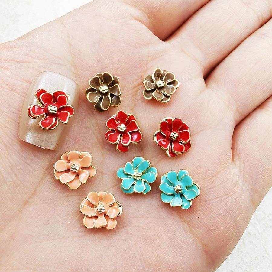 Camellia Drip Oil Gold-Edged 3D Flower Nail Art Decoration