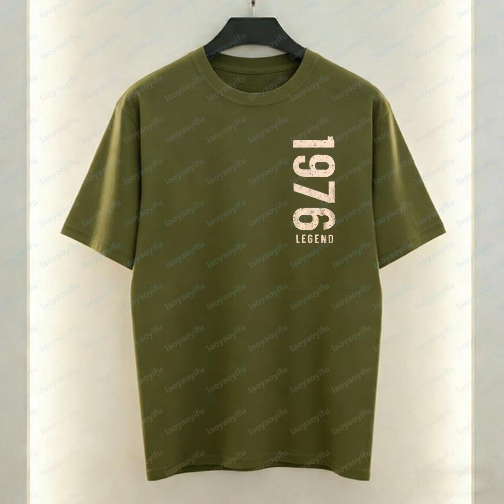 

1976 Legend Print Summer Short-sleeve Tees Trendy Fashion Top Casual Style Men s Cotton T-Shirt Fun Birthday Party Gift for Him S разноцветный