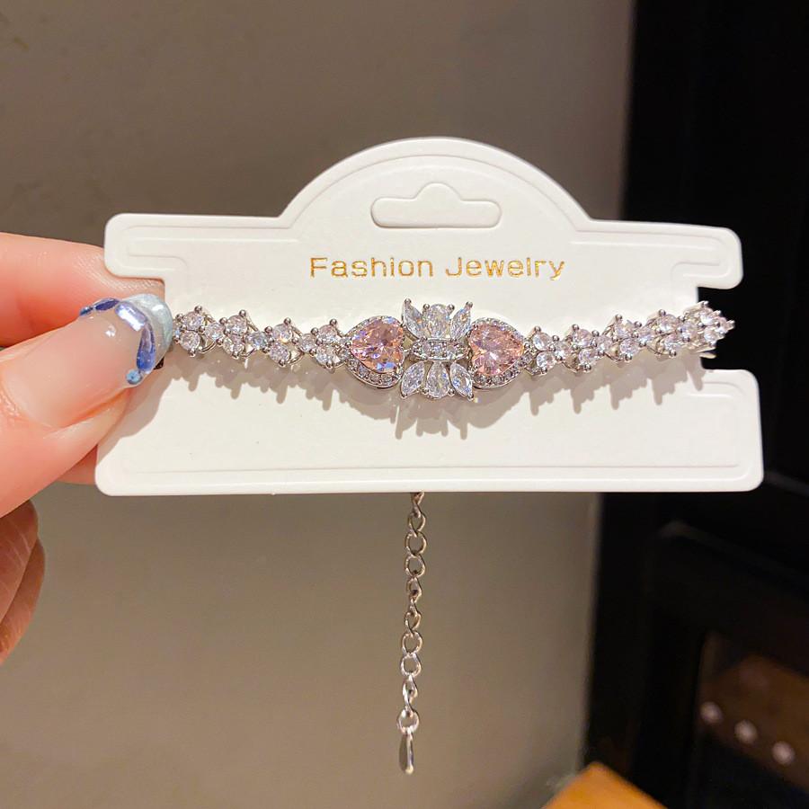 Delicate Zircon Heart Flower Hand Chain For Women Stylish Gift For Girls