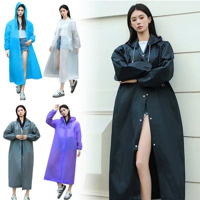 Reusable Poncho Rain Coat with Drawstring Hat and Elastic Sleeves Cuffs Extra Thick Protective Isolation Emergency for Outdoor Activities