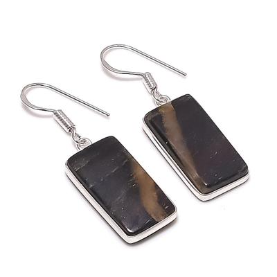 Achat Bänderung Handgefertigt 925 Sterling Silber Schmuck Ohrring 1,62" E2y08