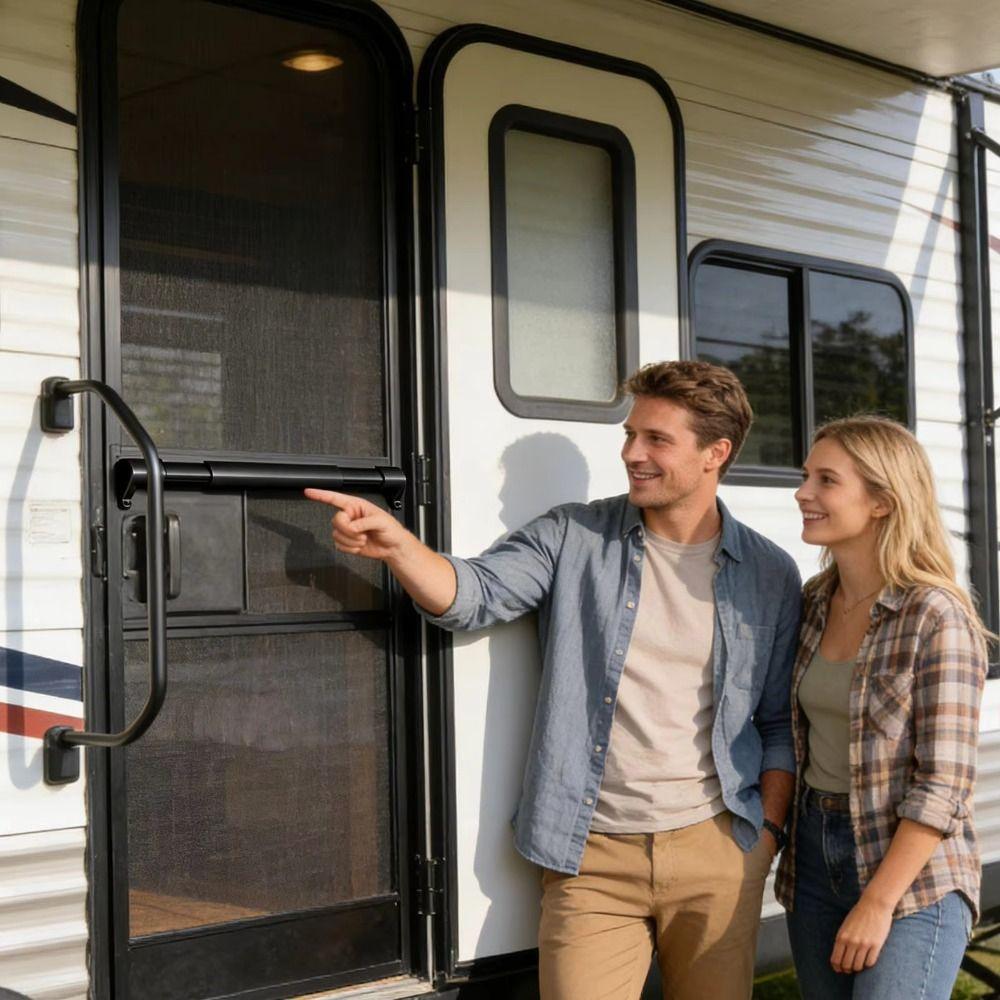Aluminum RV Screen Door Handle Adjustable Aluminum Crossbar RV Entry Handle  RV Screen Door