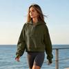 Women's Half Zip Hoodie Cropped Casual Pullover for Athletic Wear