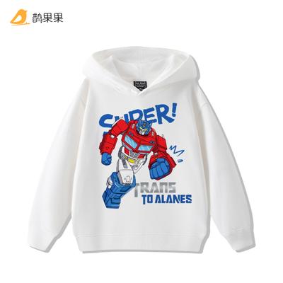 Boys New Super Handsome Transformers Print Hooded Sweatshirt Children's Fall and Winter Outdoor Fashion Warm Fleece Hoodie