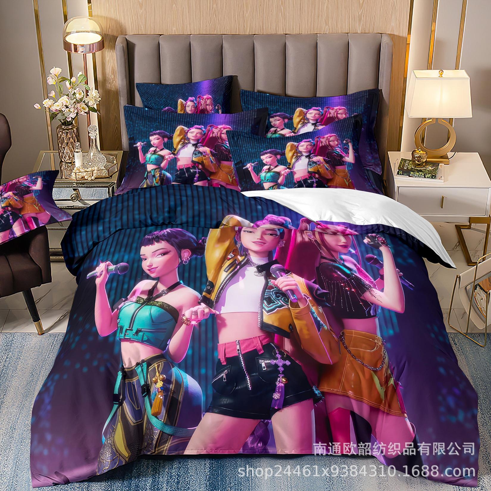 3D Printing, Witch Hunters Cartoon Animation Bedding Quilt Cover Three-Piece Set quilt cover 70 * 133  2pcs