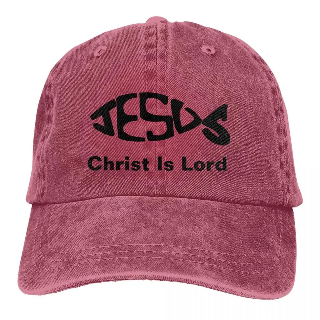 Baseball Cap Jesus Fish Christ Is Lord Outfit Men Women Casual Distressed Denim Fishing Lover Headwear Gift