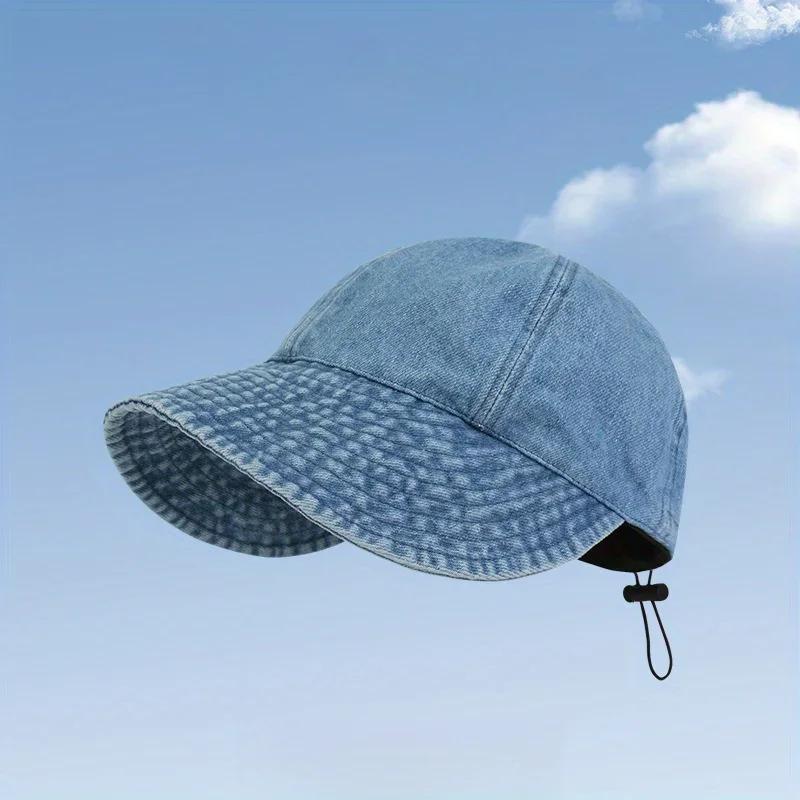 Stylish Denim Baseball Cap for Women UV Sun Protection Summer Outdoor Korea Style Casual Versatile Hiking Fishing Travel Cap