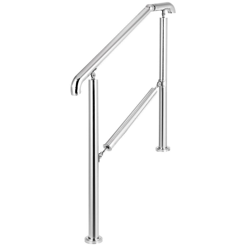 5 Step Railing Stainless Steel Transitional Handrail Fit for Level Surface and 1 To 5 Steps Adjustable Stair Railing Indoor Outdoor Step Railings