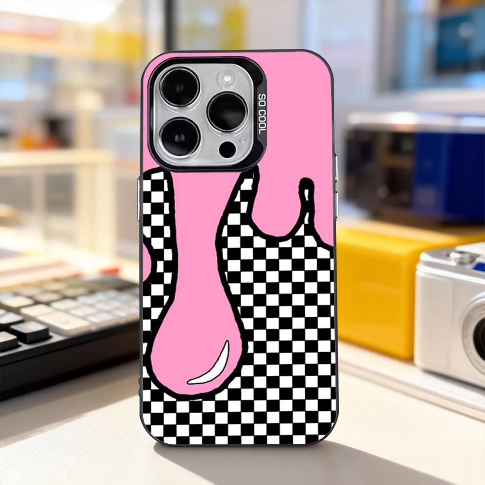 checkerboard chess board Phone Case For iPhone 11,12,13,14,15,16,17,Pro,Max,Plus,E,Air,Mini IMD Matte Black