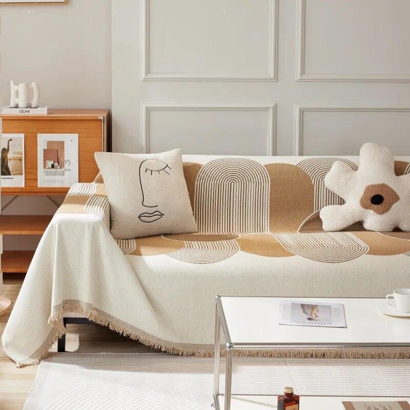 

Скандинавское одеяло с кисточками, четырехсезонный чехол для дивана, защита от пыли и царапин, защитный чехол для дивана, ковер, дорожный ковер, кисточки 180x130cm