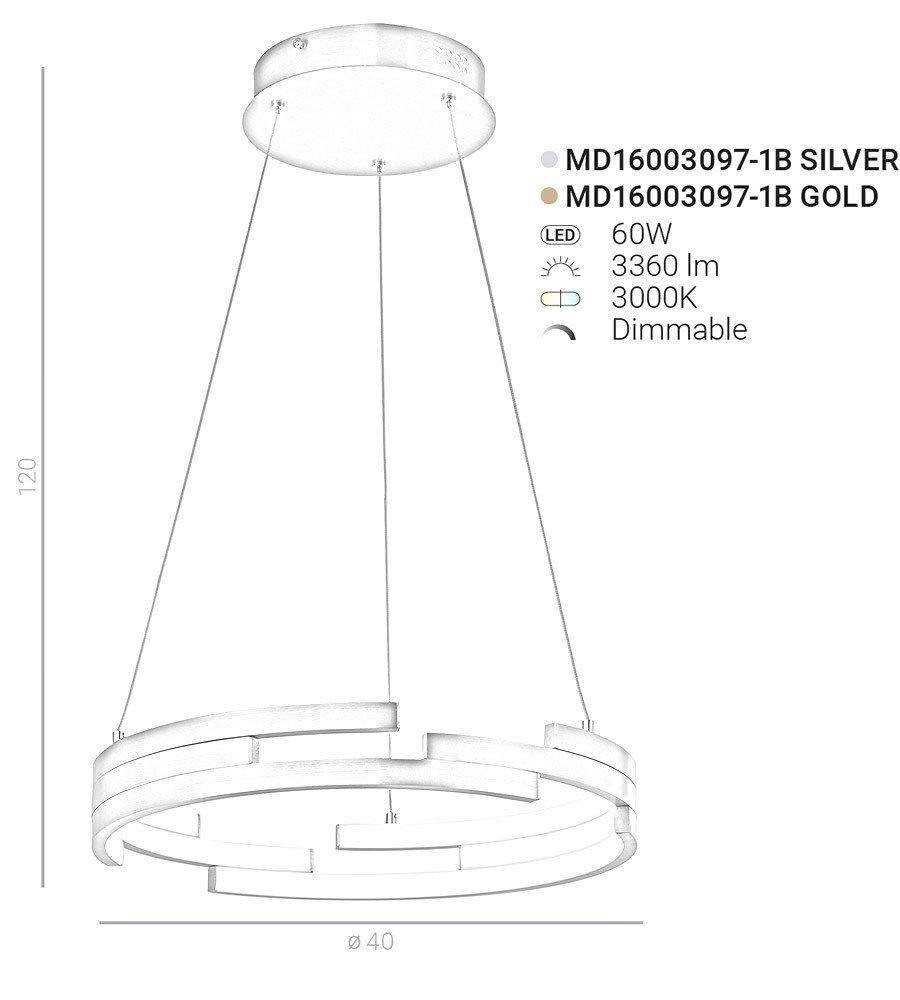 Lampa wisząca Velar MD16003097-1B SILVER Italux