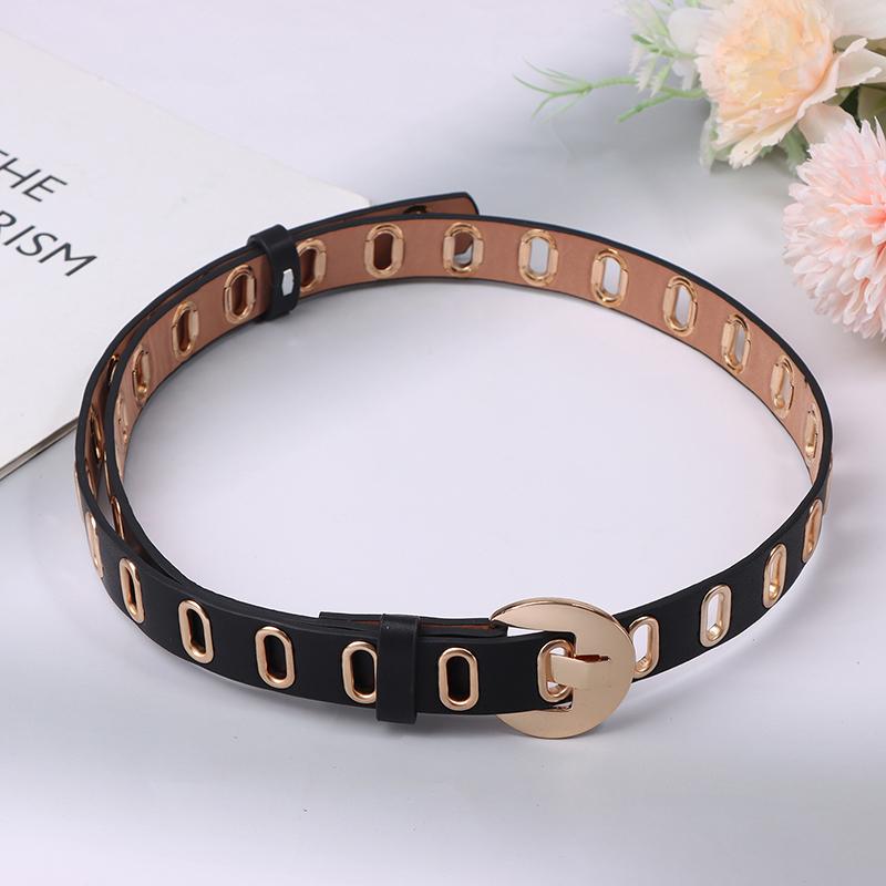 

Grunge Women Belt Adjustable Hole Grunge Punk Belts For Women Alloy Pin Buckle Pu Leather Belt