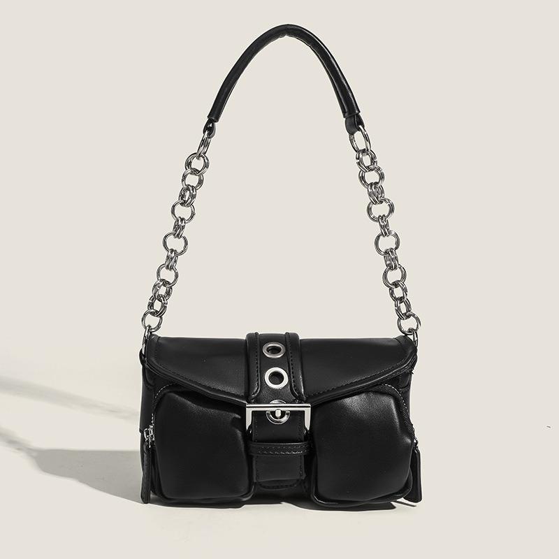 Fashion Simple Retro Round Chain Underarm Bag New Trend Baguette Crossbody Small Bag Commuter Bag Shoulder Bag