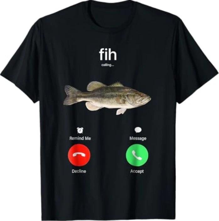 Fih Призыв Напомнить Мне Сообщение Отклонить Принять Телефонный Звонок Рыба Футболка M