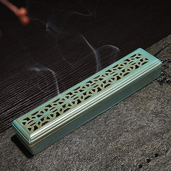 (pont du monde) Incense Stick Holder and Incense Burner Set for Aromatherapy, Zen Meditation, and Buddhist Altar Use (Young LeafGreen)