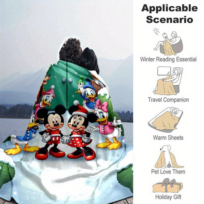 1pc, Festive Mickey & Friends Christmas Blanket, Seasonal Decor, Soft Flannel Throw Blanket, Versatile & Cozy for Bedroom, Living Room, Travel, Campin