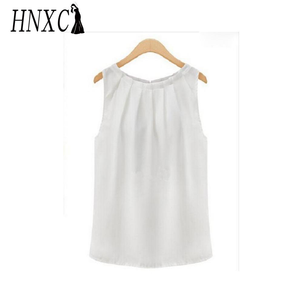 

HNXC Women s Fashion Casual Solid Color Print Sleeveless O Neck Blouses & Shirts S білий