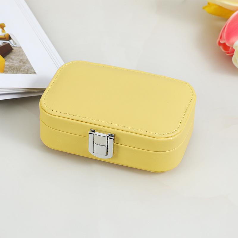 Pastel Double-layer Jewelry Storage Box for Earrings, Rings, and Necklaces - Portable PU Case
