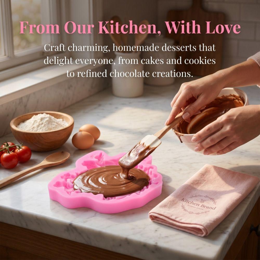 Pink Color DIY Cake Mold 3D Sculpted Pattern Baking Decor Tool Chocolate Mould For Cupcake Topper