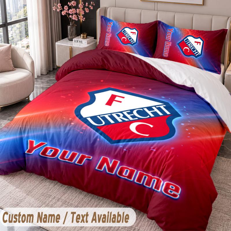FC Utrecht Printed Bedding Set Custom Name Text 1 Duvet Cover 2 Pillowcases For Bedroom