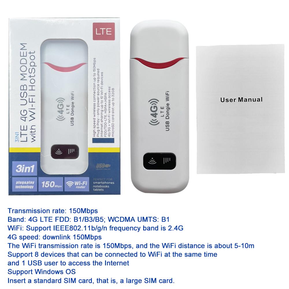 4G WiFi Router Nano SIM Card Portable Wifi LTE USB 4G Modem Pocket Hotspot Antenna WIFI Dongle 150Mbps Modem Stick