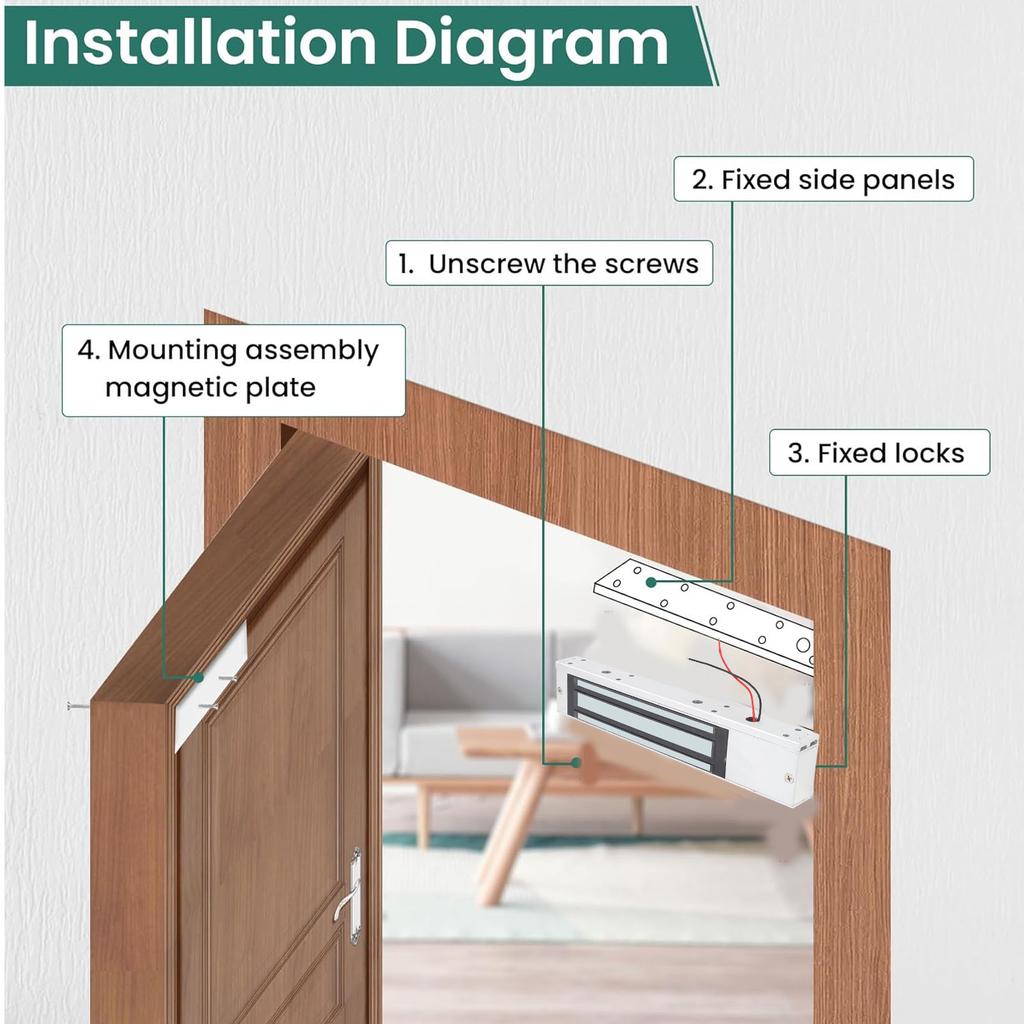 280KG Electric Magnetic Lock for Single Door Surface Mounted Concealed Double Door Access Control Magnetic Lock Glass Door Electromagnetic Lock