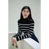 Autumn New Fashion Versatile High-end Striped Sweater Sweater Women's Chic Western Style Bottoming Shirt Top