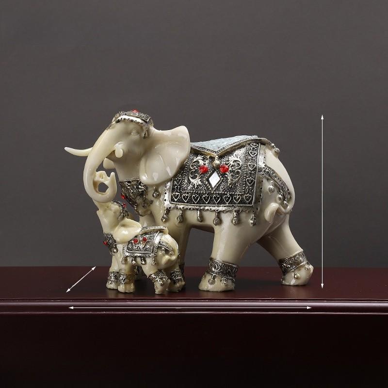 Elephant Resin Statue With Imitation Wood Finish For Office Decor Gifts And