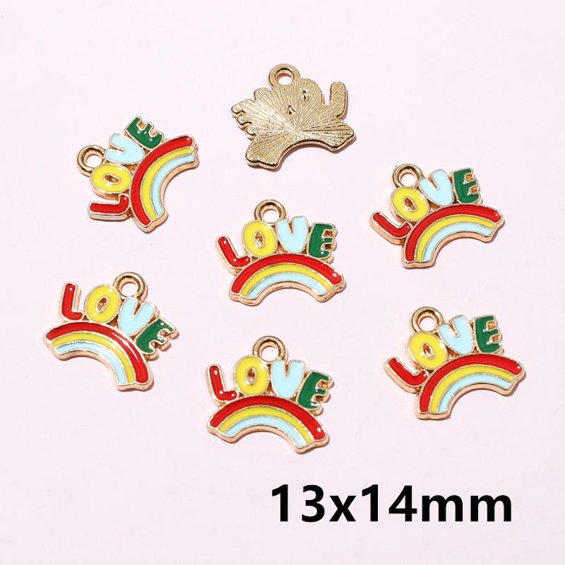 10pcs Cute Enamel Rainbow Charms Pendant Alloy Metal DIY Jewelry Making Accessories Findings for Necklace Earrings Bracelets