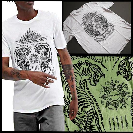 Muay Thai Sacred Dragon And Tiger Sak Yant Tattoo T-Shirt Size Small To 3XL Tee S