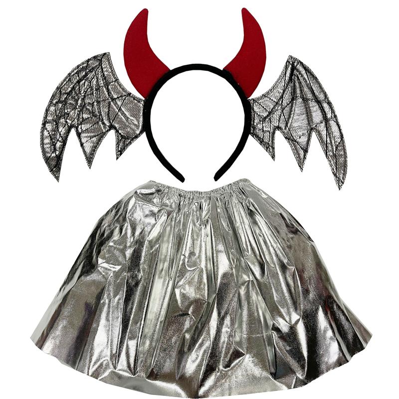 

Daemon Halloween Horn Bat Headband Headwear Kilt Cosplay Party Props Girls Gifts срібний