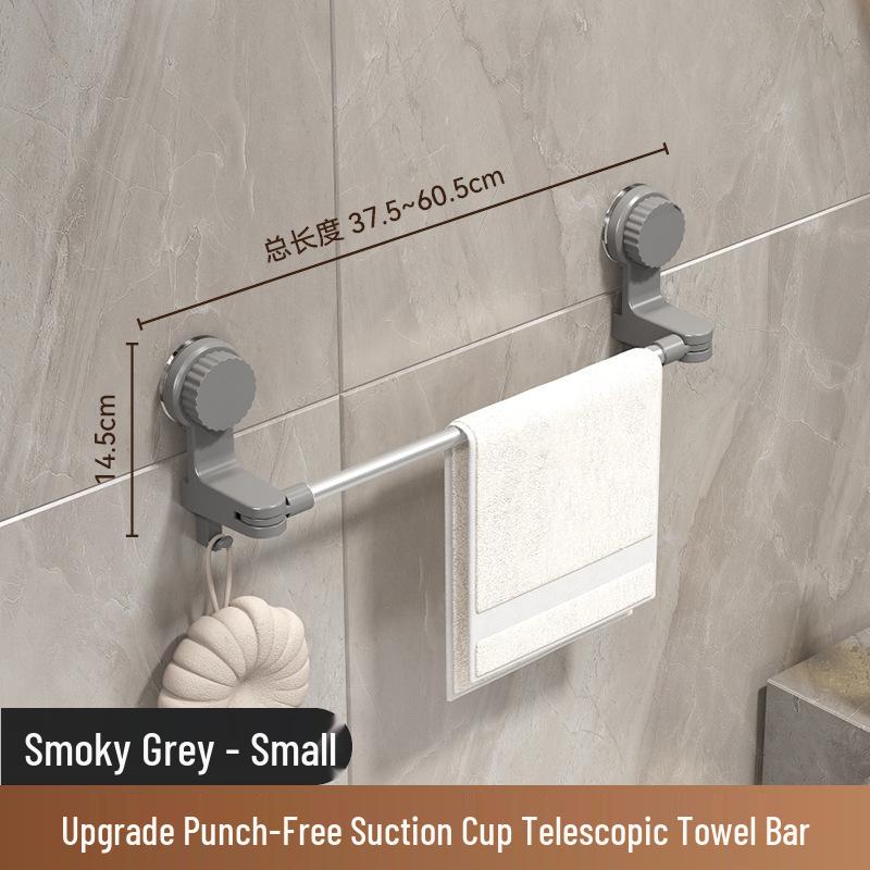Non-Drill Suction Cup Towel Rack: Extendable Bathroom Storage Shelf & Organizer