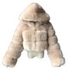 Short hooded jacket imitation fox fur long-sleeved fur splicing autumn and winter new thermal top
