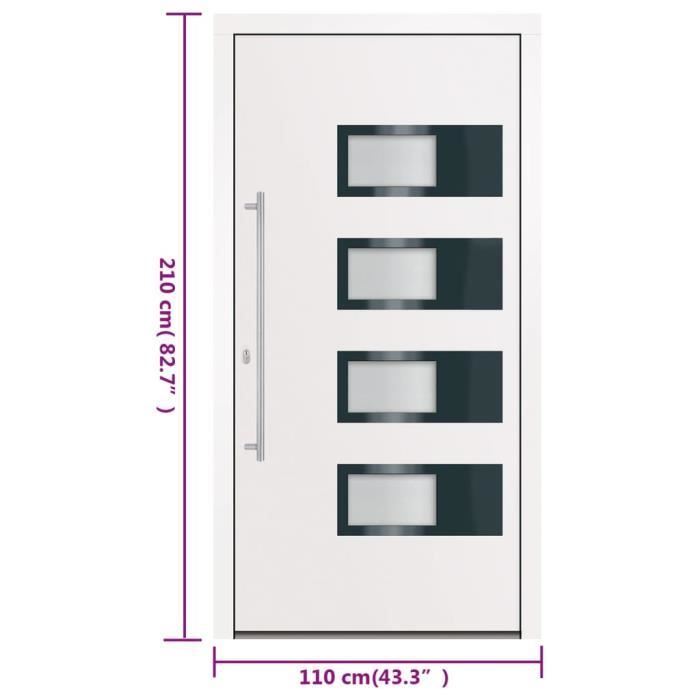 VidaXL Front Door White 110x210 Cm Aluminium and PVC 3157067
