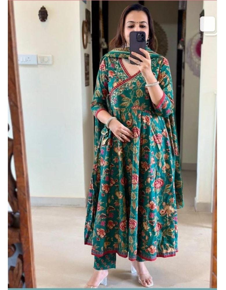 Women Designer Kurta Pant Dupatta Set Indian Bollywood Top Tunic Kurti Salwar Suit Dress