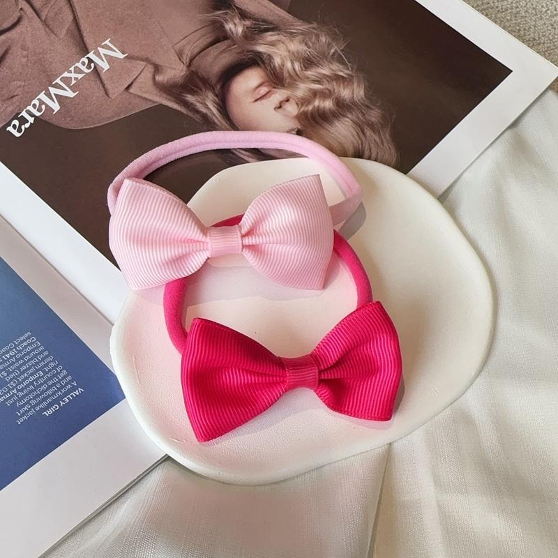 6Pcs/Set Solid Color Kids Headwear Elastic Hair Bands for Baby Cute Ribbon Bowknot Headband Infant Girls Hair Accessories