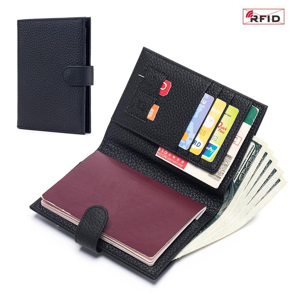 Genuine Leather Ultra-Thin RFID Blocking Passport Holder Wallet - All-in-One Travel Organizer for Women (New Style)