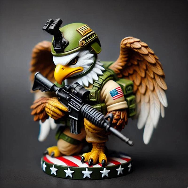 

Eagle Soldier With Gun Statue Ornament Home Entrance Living Room Decor Independence Day Eagle Figurine Design Resin Crafts B