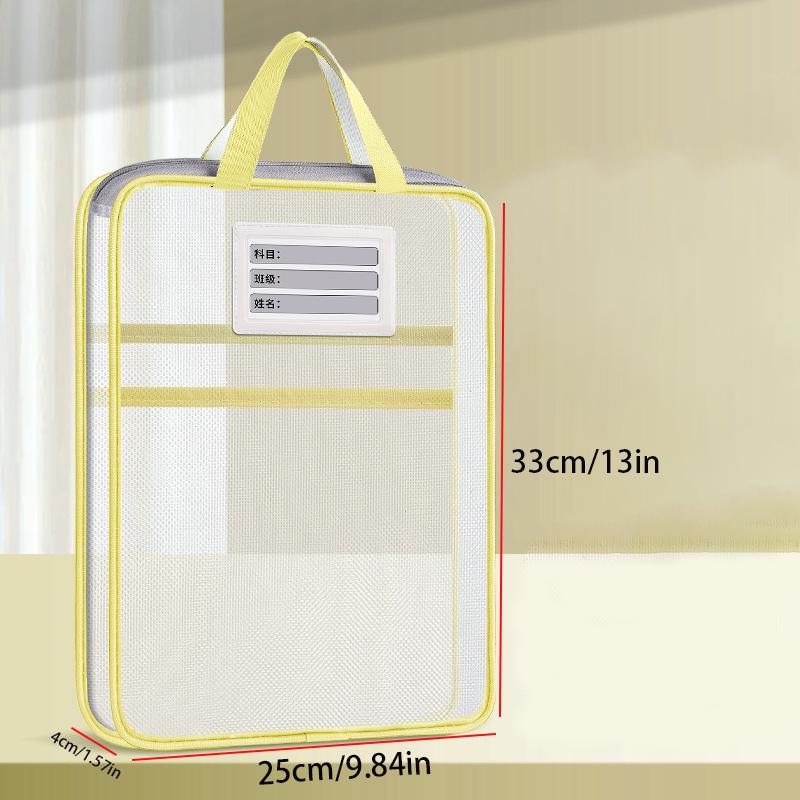 A4 Stationery Storage Bag Double-layer Mesh Zipper Bag Large Capacity Organizer Folders School Office Supplies Stationary Bag
