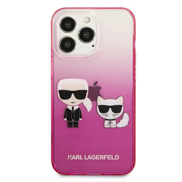 Etui Do iPhone 13 Pro Karl Lagerfeld Gradient Ikonik Karl & Choupette Różowe