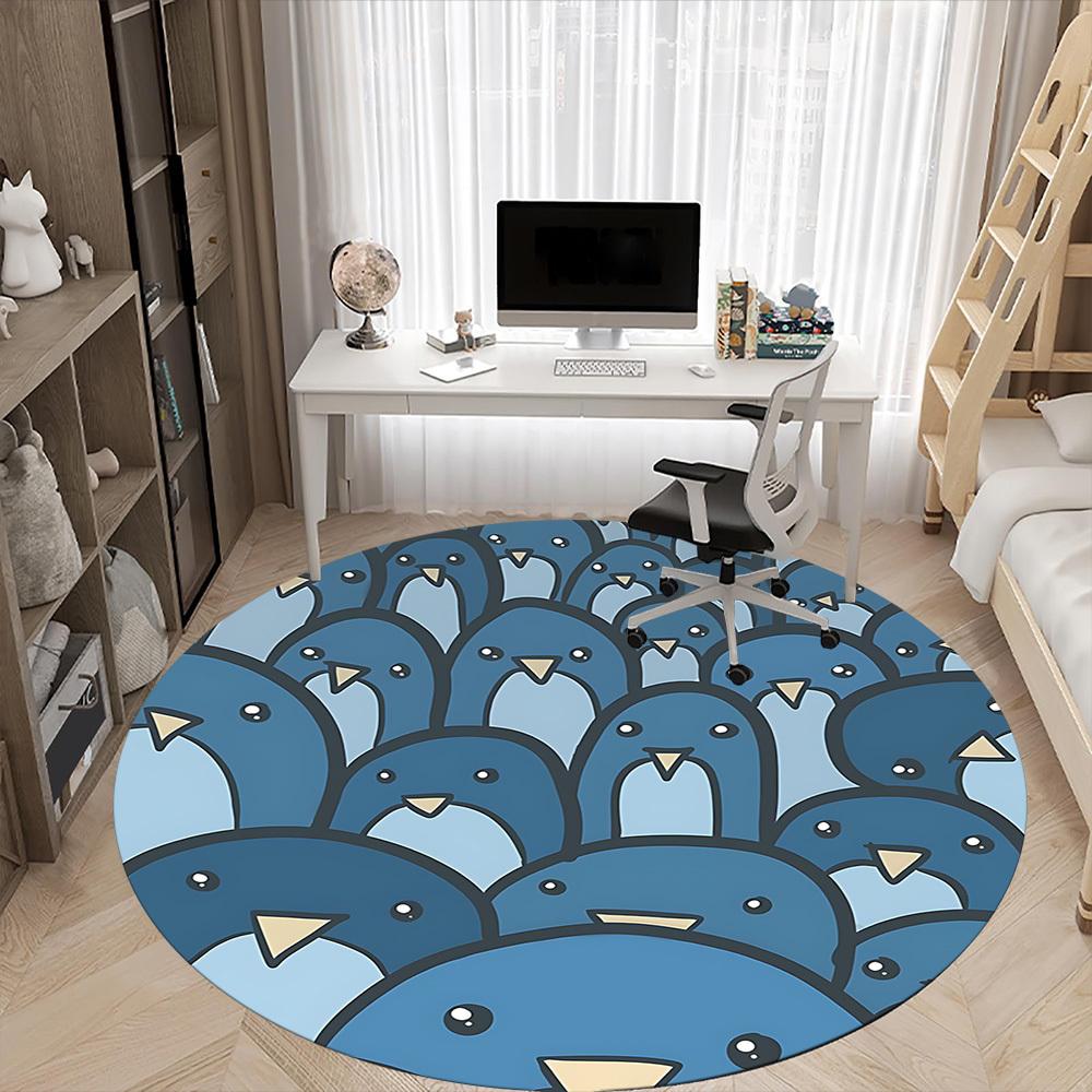 1pc Penguin Pattern Office Round Area Rug, Indoor Mat Suitable ForOffice, Under Office Chairs Bedroom Living Room Home Decor, Room Deco, n64