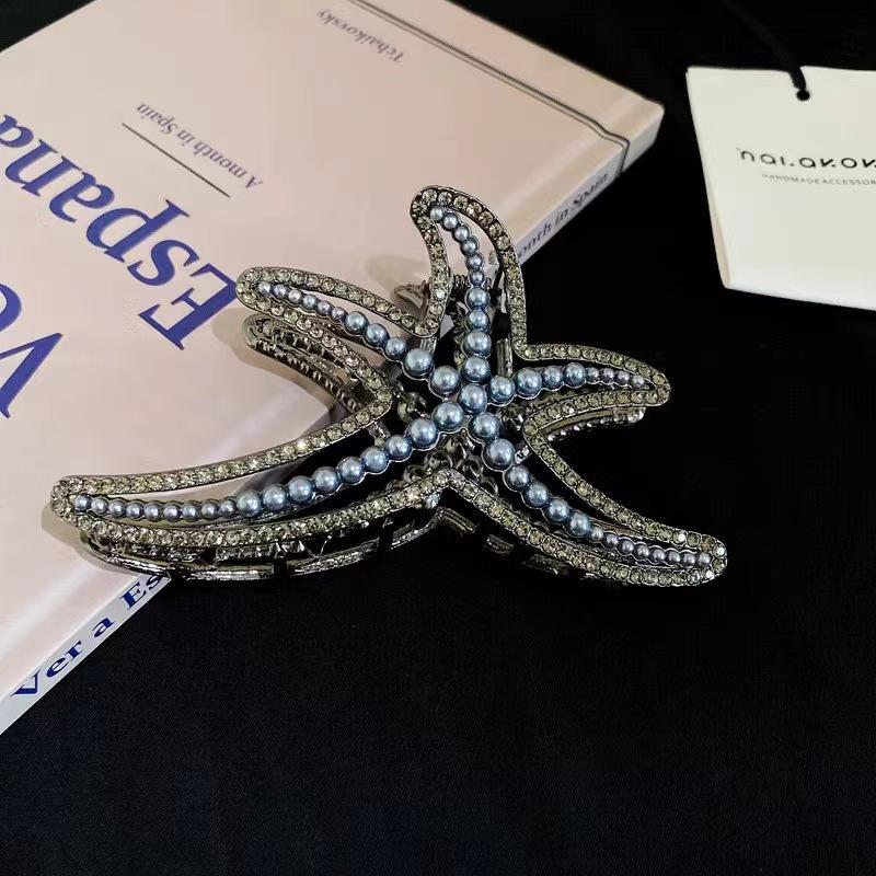 Y2K Starfish Hair Claw for Women Luxury Rhinestone Metal Claw Clip Vacation Jewelry Hair Clip Trendy Claw Clips Hair Accessories