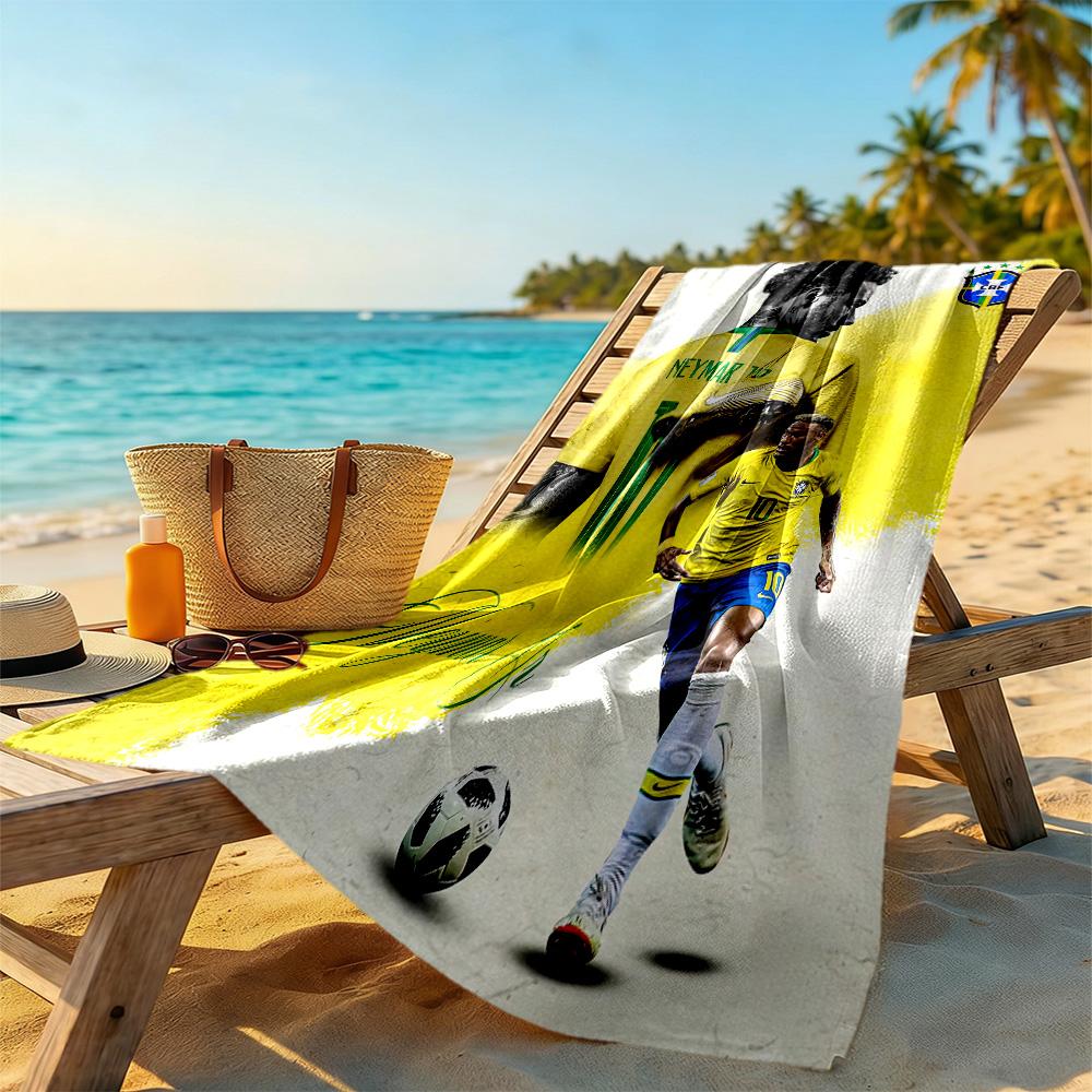 Asciugamano da Spiaggia Giocatore di Calcio Brasiliano Alta Assorbenza & Asciugatura Rapida Confortevole Leggero Perfetto per Viaggiare Yoga Campeggio e Nuoto