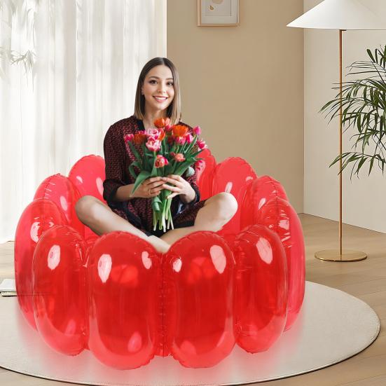 Inflatable Sofa Chair Transparent Leak-Proof PVC 250 Lbs Capacity Portable Indoor Living Room