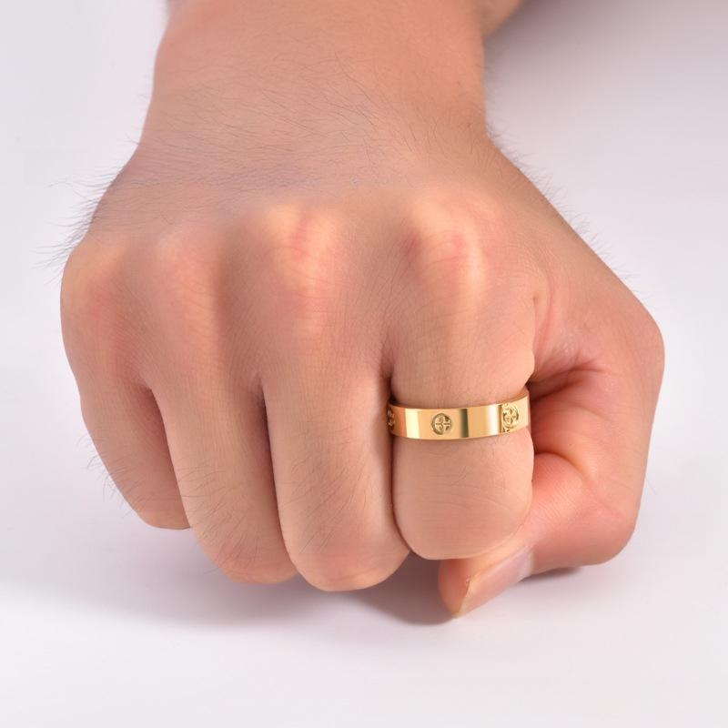 Ring Half Diamond Half Cross Versatile Couple Ring